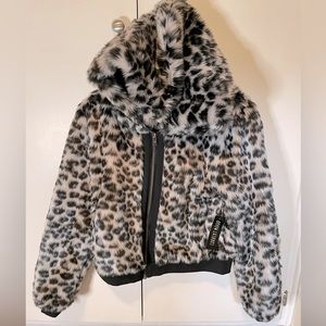 Current Mood faux fur bomber hoodie size L